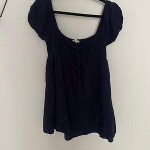 PacSun Blue Puff Sleeve Ruched Blouse